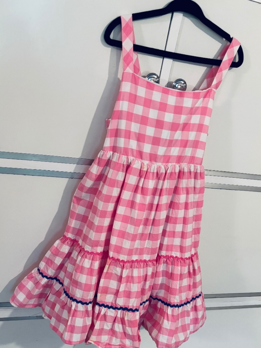 Tahari Girl’s  Pink/White Gingham Sleeveless Dress Sz 7